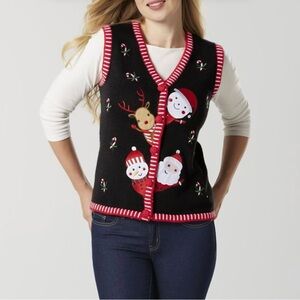 Holiday Editions Women's Christmas Sweater Vest - Candy Canes size medium